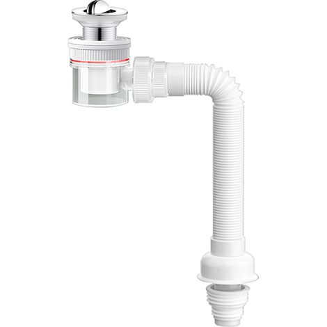 Siphon Lavabo avec Bouchon Clic-Clac,Trop-Plein,Ouverture De Nettoyage,Anti-Odeurs,Tuyau De Vidange Flexible,Kit De Siphon De Vidange Siphon Evier Cuisine (1/4)