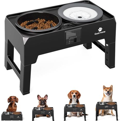 Raised Bowl for Large Dogs - Stainless Steel High Bowl - Bar for Large Dogs Medium Puppy - Adjustable Height 43.5 x 24.4 x 12/25.7/29.7/33.8 cm 2000 ml (1/5)