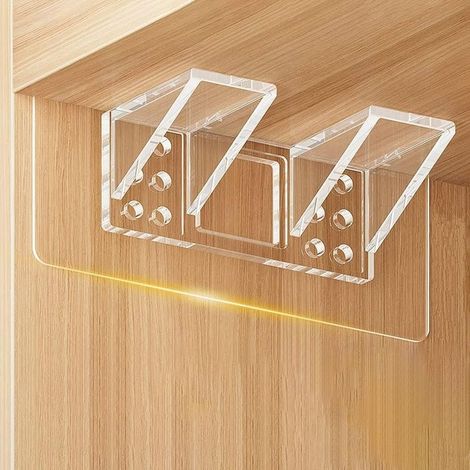 6 Supports d\\'étagères Autocollants,15x7cm double Chevilles de Support d\\'Étagère,Transparent D\\'étagère Supports Adhésifs,Supports Muraux Adhésifs Sans Perforation pour étagères Placard Penderie (1/5)