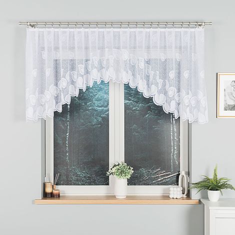 NORA - Fertiggardine aus Jacquard mit Schnitt unten - 300x90 cm - weiß (1/4)