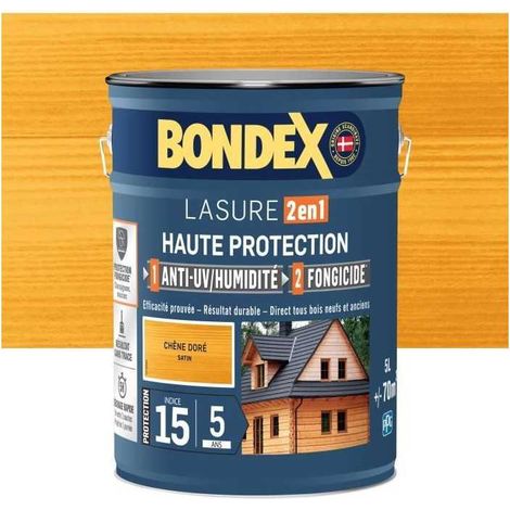 Bondex Lasur 2 en 1 Alta Protección Roble Dorado Satinado 5L (1/3)
