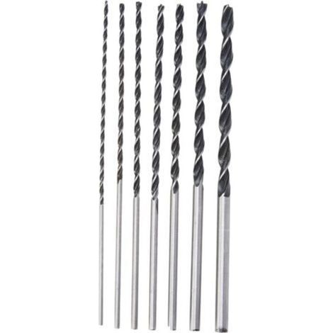 Extra lange Bohrer, 7-teilig, 4 mm, 5 mm, 6 mm, 7 mm, 8 mm, 10 mm, 12 mm x 300 mm, Holzbohrer, 1 V, Silber - Crezuo (1/4)