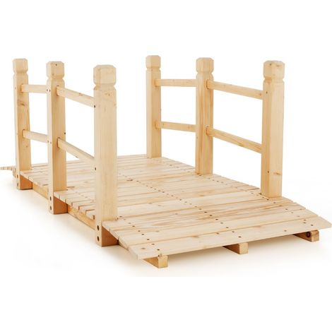Pont de jardin décoration extérieure 150 x 67 x 56 cm ambiance classique en sapin brun clair