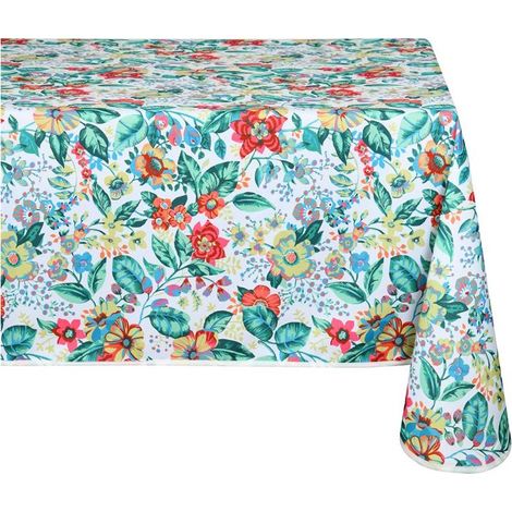 Nappe rectangle 140 x 240 cm Fleurs colorees (1/3)