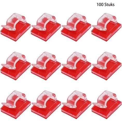 Clips de câble adhésifs – Lot de 100 – Support mural amélioré pour la gestion des câbles – Lumières de Noël intérieures et extérieures – En vrac, clips lumineux, organiseur de cordon – Grand transpare (1/5)