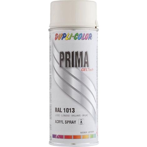 Bombe de peinture acrylique - Blanc perle - RAL 1013 - Brillant - Tous supports - Prima Color - 400ml