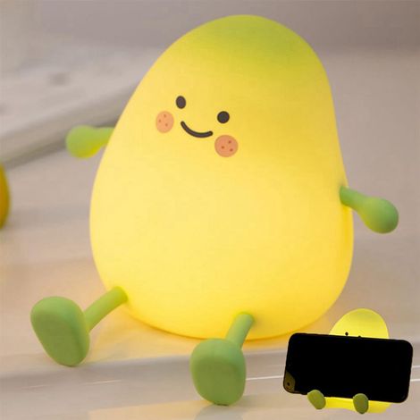Veilleuse pour Enfants Réglable, Kawaii Mango Lampe USB Rechargeable Veilleuse pour Bébé à partir de Silicone, Touch Timing Bébé Stilllicht (1/5)