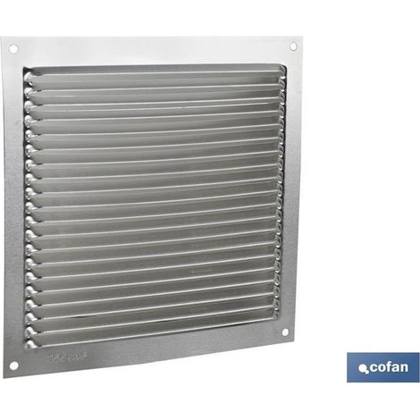 Grille de ventilation en aluminium 17 x 17 cm, 0,6 mm d'épaisseur, couleur naturelle.