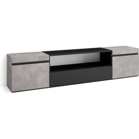 Skraut Home - Mobile TV Soggiorno, Ampio spazio a disposizione, 200x45x35cm, Per TV fino a 80", Mobile Soggiorno, Stile moderno, Grigio Cemento (1/5)