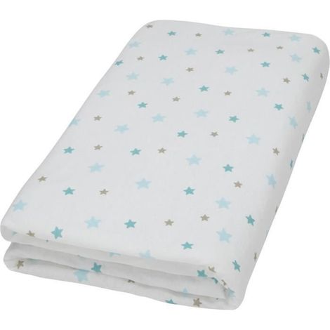 Drap housse imprimé étoiles Bleu azur 70x140 cm