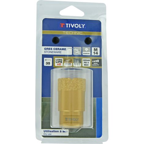 Tivoly - Ø35 Diamant-Bohrkrone für Trockenbohren Befestigung M14 für Winkelschleifer / TECHNIC (1/3)