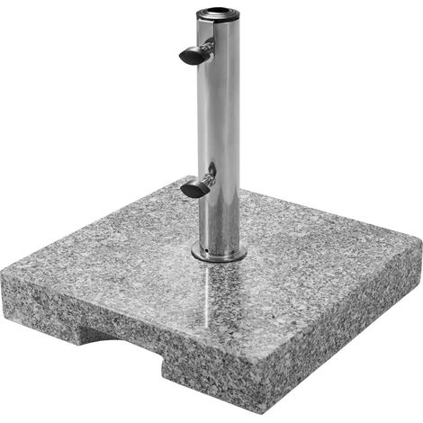 Base in granito Doppler 25 kg - supporto per ombrellone di alta qualità con tubo in acciaio inossidabile - quadrato - 37 cm x 38 cm x 5,5 cm (1/4)