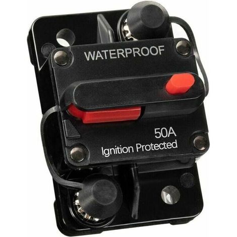 Wasserdichter 50-A-Leistungsschalter für 12–48-V-Gleichstromsysteme, Sicherungshalter, manuelle Rückstellung, geeignet für verschiedene Farben