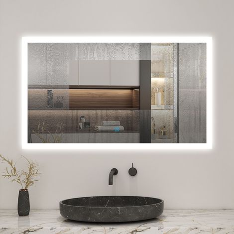 Biubiubath – Miroir lumineux de salle de bain 120x70cm – Anti-buée – Lumières LED avec gradation – Épaisseur 5mm – Installation facile horizontale/verticale (1/5)