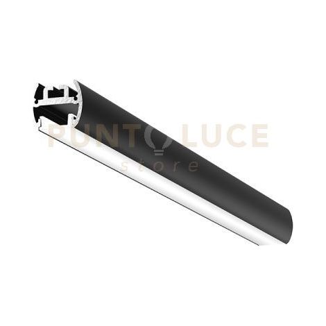 BAKU P - PROFILO IN ALLUMINIO CON DIFFUSORE AD INCASTRO BIANCO PARETE/SOFFITTO/SOSPENSIONE MT2 COLORE NERO  PIU STAFFE