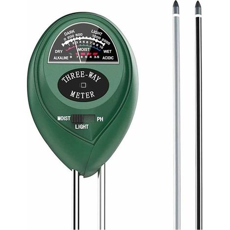 Battery-free 3-in-1 soil tester for garden and agriculture: measures pH, moisture, and sunlight (1/5)
