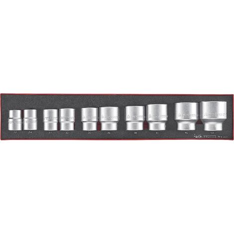 Jeu de douilles Foamx4 tray 3/4'' 22-50 mm 6 pans 10 pièces Teng Tools TEX3410