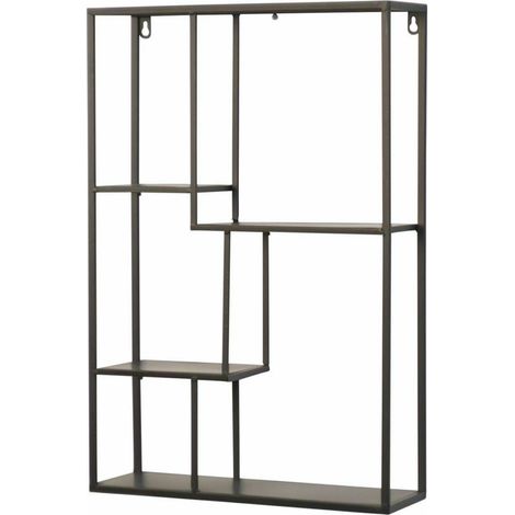 Estante de pared de metal negro 4 estantes forma rectangular 60x40x12 cm ETA05037