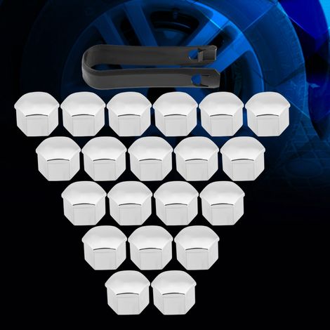 Jantes 20x 17mm Enjoliveurs Cache-Écrous Vis Protection Capuchon Argenté Universel Pour Auto Pneus (1/5)