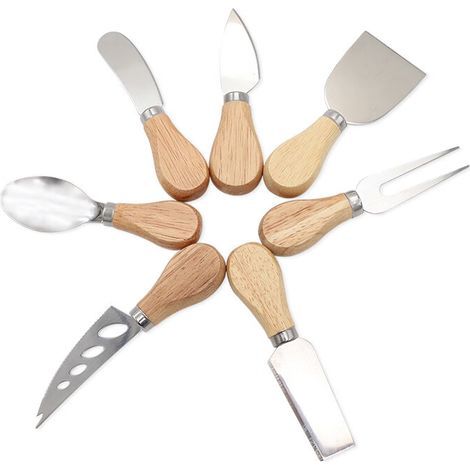 Coltello da formaggio, set di 7 coltelli da formaggio, coltello da formaggio in acciaio inox con manico in legno, perfetto per Natale, Halloween, feste (1/4)