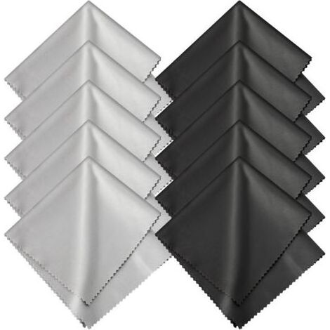 Chiffons de Nettoyage en Microfibre, 10 Paires de Chiffons Lavables et Réutilisables De 15 15Cm pour Nettoyer Les Lunettes, Les Lentilles et Les Écrans, Noir & Gris (1/5)
