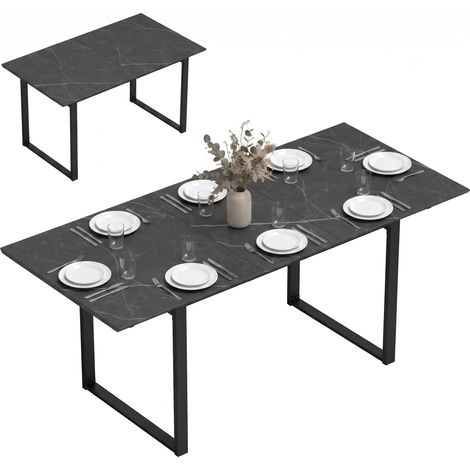Table à manger, extensible, style industriel, 180 x 80 x 75 cm, noir (1/5)