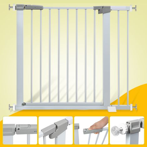 SWANEW Barriera di sicurezza 97-104cm Barriera di sicurezza per bambini per porte e corridoi colore bianco massima versatilità Bianco (1/5)