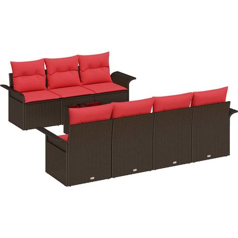 Maison Exclusive - Gartensofa-set mit Kissen 8 pcs Beige und Rot