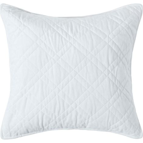 HOMESCAPES Luxury Cream Quilted Velvet Cushion Cover Geometric 'Paragon Diamond' Pattern, 45 x 45 cm - Off white