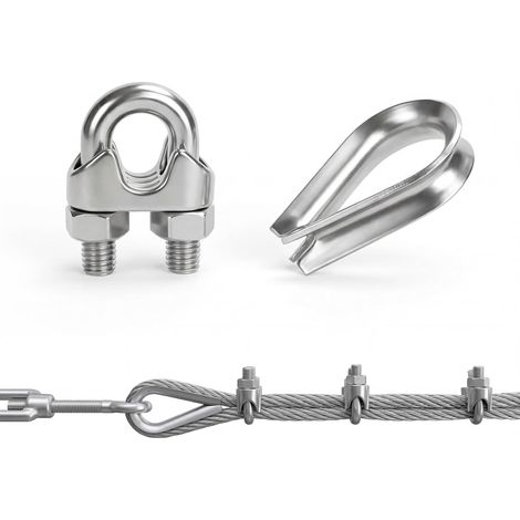 Lot de 18 colliers de serrage M3 et 18 dés à coudre, serre-câble M3 de 3 mm, boulon en U en acier inoxydable 304 pour gréement et tension de 3 mm de diamètre (1/5)