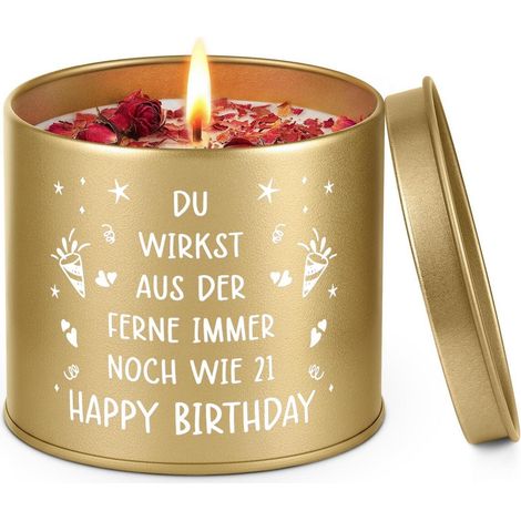 Duftkerze Sojawachs Lavendel mit Kristallen & getrockneten Blumen, Geschenk für Frauen