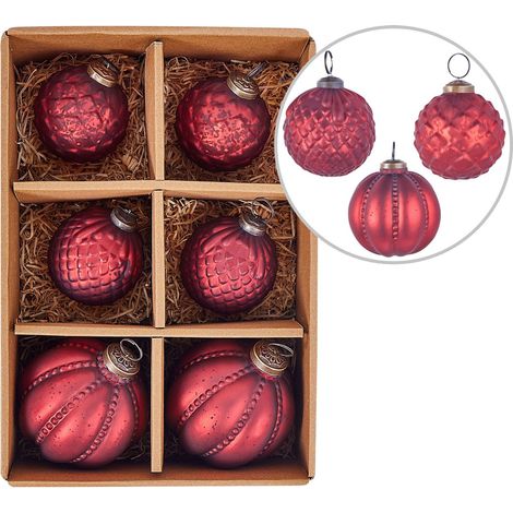 Weihnachtskugel 6er Set ARGENTIN Glas Rot (1/5)