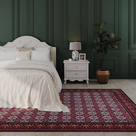 Tapis oriental tissé Dorna  - 150x100cm, Rectangular - 100% Acrylique - Tissé - Rouge