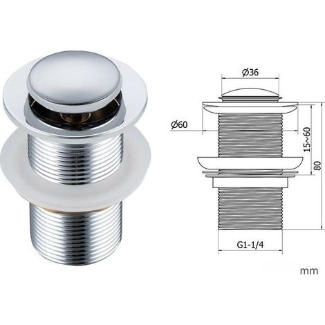 G1-1/4 Bouchon Lavabo Inox,Bonde de Lavabo Anti-Odeur Universel Pop up avec Silicone Joints, pour Vasque à Poser Bouchon Baignoire(Modèle B Sans Trop-plein) (1/5)