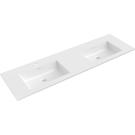 Mexen Otis lavabo encastré double 161 x 46,5 cm, blanc brillant - 25181600D (1/3)