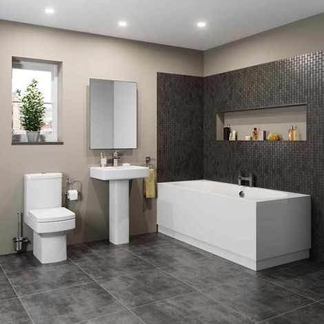 Bathroom Suite Toilet Basin Full Pedestal Double Ended 1700 Bath