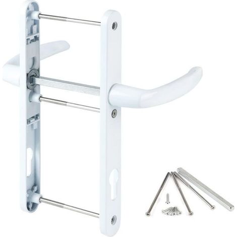 Maniglia per porta da 92 mm - Bianca - Accessori di montaggio inclusi - Alluminio - Lunghezza totale: 250 mm - Per porte d'ingresso, interne e per patio (1/5)