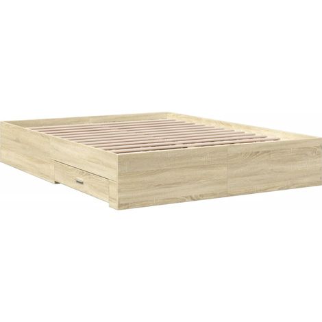 Cama con cajones madera ingeniería roble Sonoma 160x200 cm vidaXL