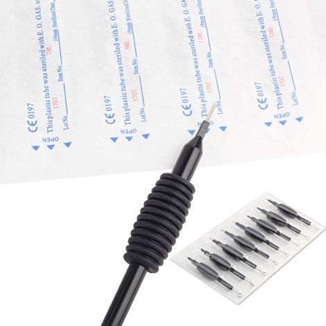 10 Pièces Tubes Tatouage Jetables avec Embouts et Aiguilles Combo pour Machine Tatouage Professionnelle (1/2)