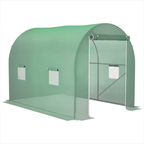 Serre de jardin tunnel 6 m² acier galvanisé porte zippée Métal (1/5)