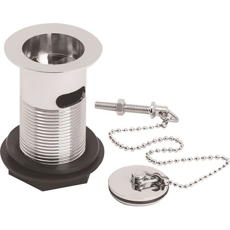 Ceramic Accessories Basin Waste with Brass Plug & Ball Chain - Chrome