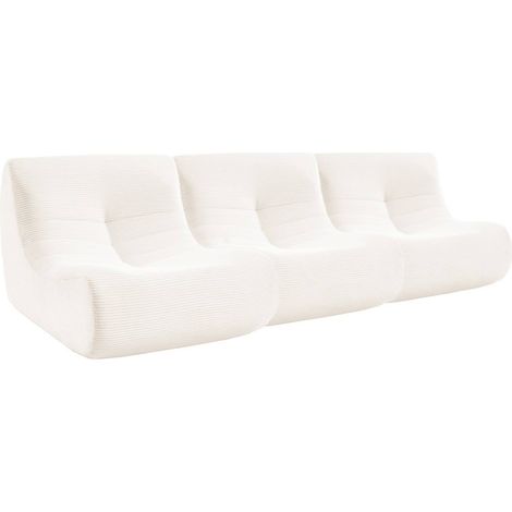 sweeek - 3er-Set modulare Sessel ohne Armlehne mit Cordbezug, Cord, Creme