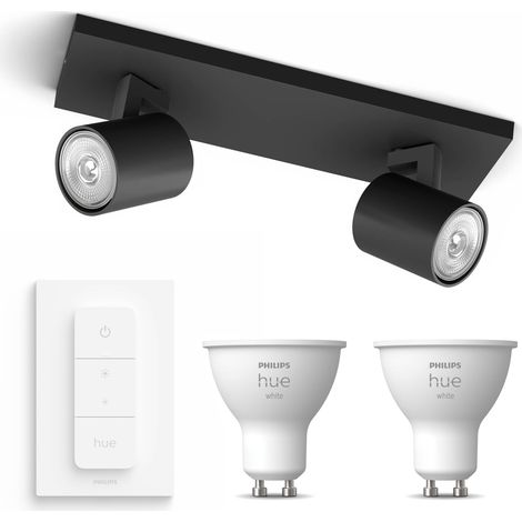 Philips Hue Runner Foco de superficie con 2 puntos de luz GU10 (Negro) Luz blanca cálida - Incluye 1 Regulador de intensidad - White (1/5)