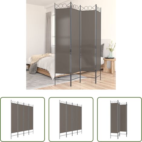 Raumteiler - 4-tlg. Paravent Anthrazit 160x200 cm Stoff (1/5)