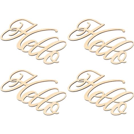 lot de 4 pendentifs décoratifs suspendus en bois sculpté creux représentant des lettres anglaises (1/5)
