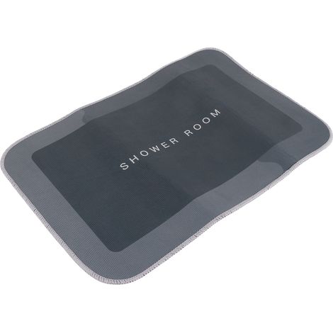 Tapis de bain moderne, absorbant et à séchage rapide, antidérapant, gris foncé, carré. (1/4)