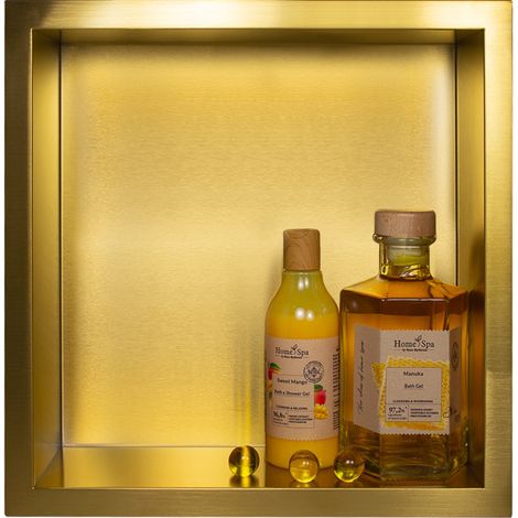 BALNEO - niche murale 30x30x10 cm dorée en acier inoxydable WALL-BOX - étagère de salle de bain (1/5)