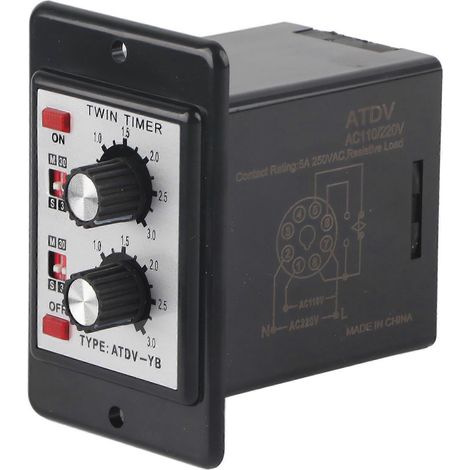 Relais de minuterie à bouton marche/arrêt, double relais temporisé ATDV YB AC110V 220V 5060Hz (1/4)