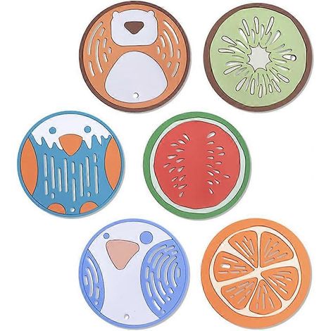 Lot de 6 dessous de plat en silicone pour plats chauds, antidérapants, dimensions (8,0 cm) (1/5)