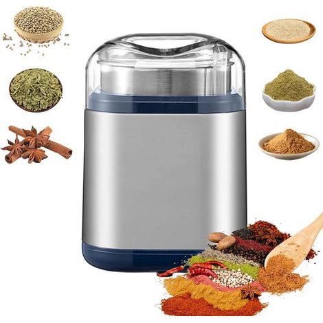 Kaffeemühle, elektrische Mühle für den Hausgebrauch, mahlt Getreide und Gewürze, multifunktional, aus Edelstahl, tragbar und leise. (1/2)